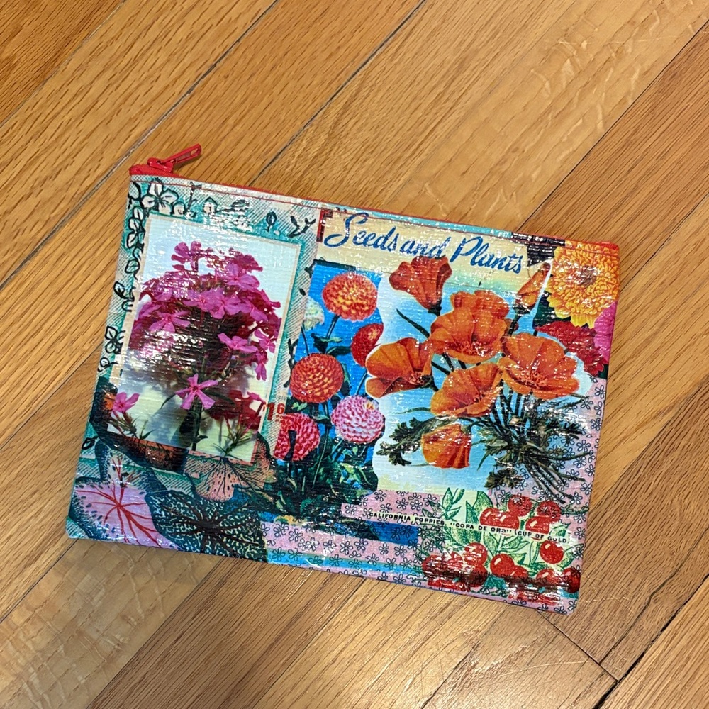 Blue Q recycled materials pouch garden flowers theme